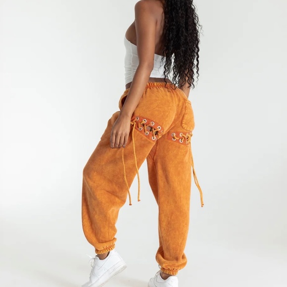 SAMARIA LEAH Aspen Spice Orange Lace-Up Hooded 2 Piece Sweatsuit Size M - Picture 14 of 16